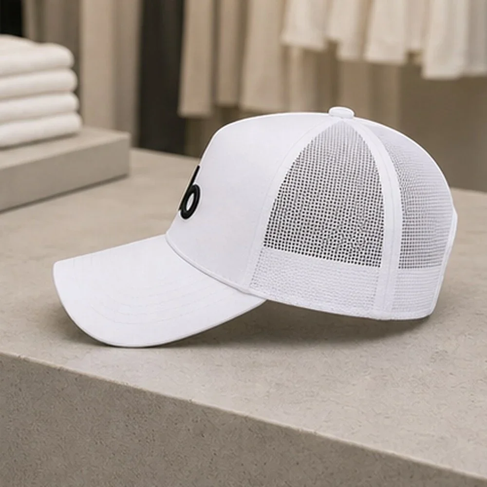 ALO Yoga White Black Travel Mesh Trucker Cap Hat Sporty